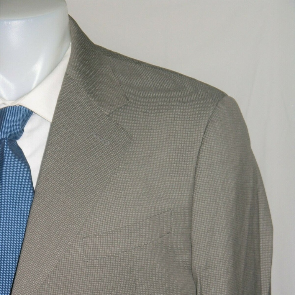 Armani Collezioni Dark Cream Three Button Silk Blend Suit 42L